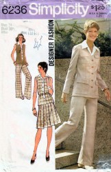 6236 SIMPLICITY 1974 FIT SHELL TOP, CARDIGAN, PLEATED SKIRT, PANTS PATTERN 12